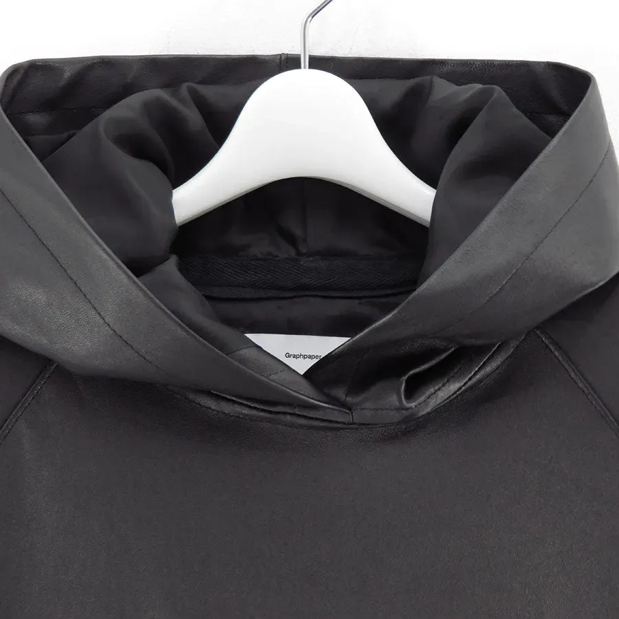 Bonded Leather Hooded Pullover