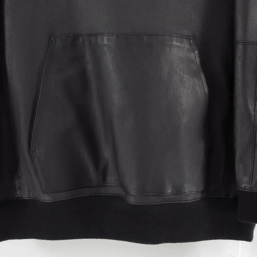 Bonded Leather Hooded Pullover