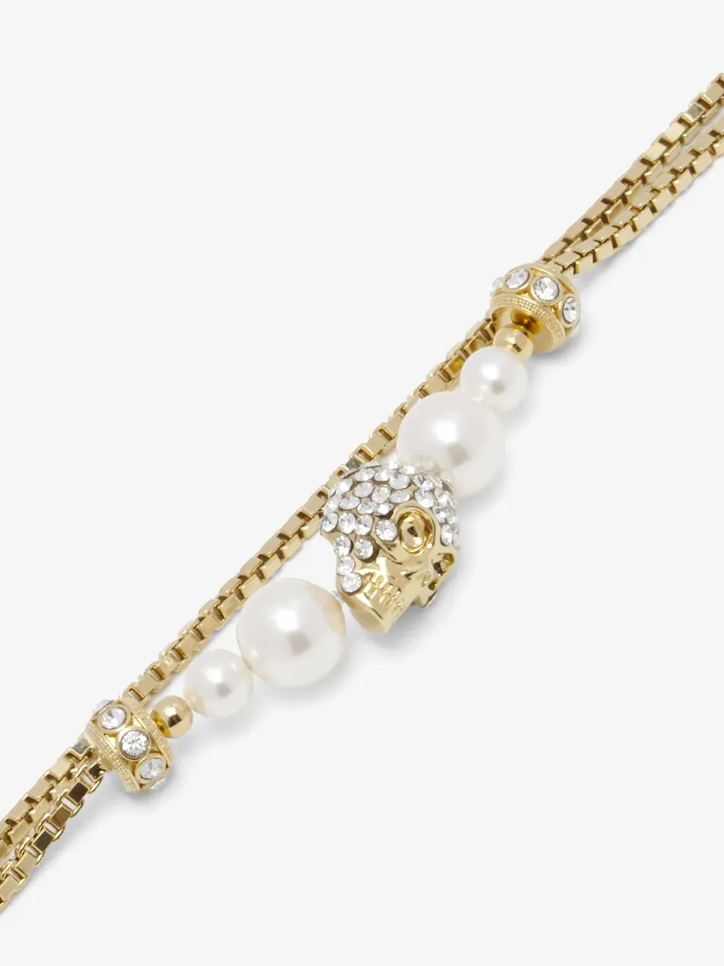 Skull And Pearl Chain Bracelet