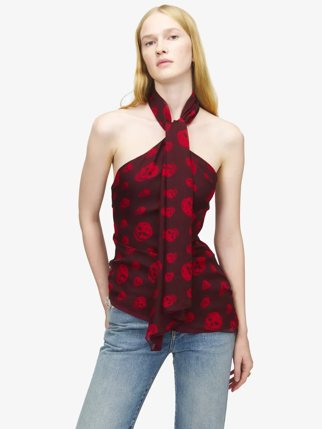 Skull Print Halterneck Top
