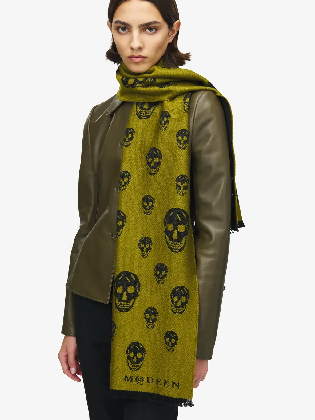 Skull Wool Jacquard Scarf