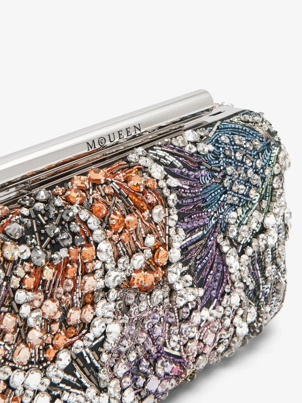 Smashed Floral Embroidery T-Bar Box Clutch