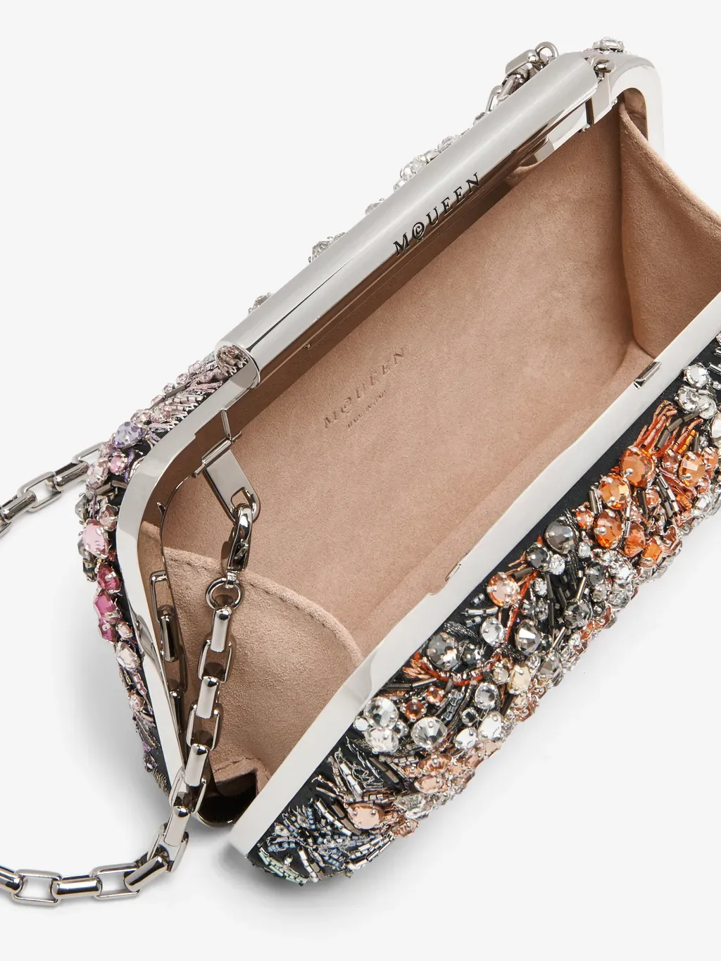 Smashed Floral Embroidery T-Bar Box Clutch