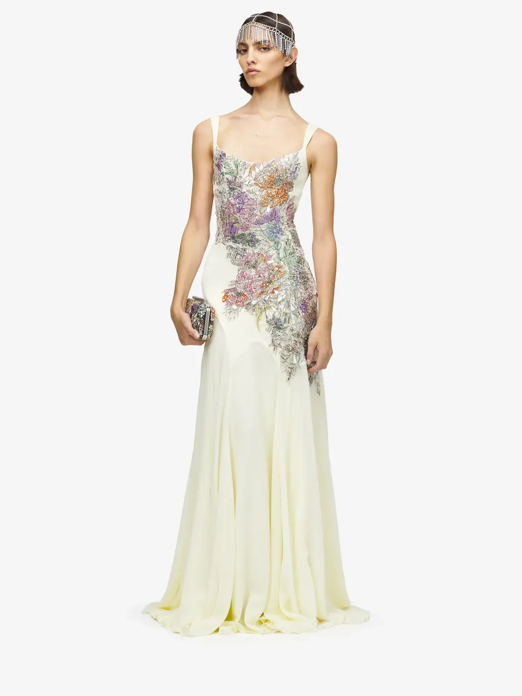 Smashed Floral Embroidery Evening Dress