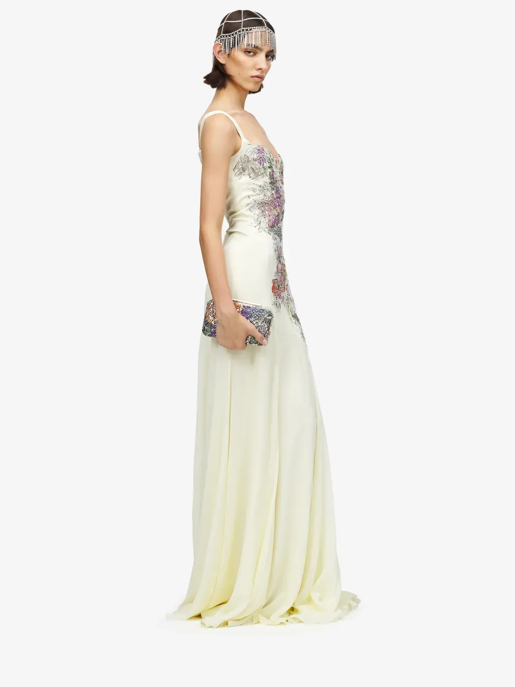 Smashed Floral Embroidery Evening Dress