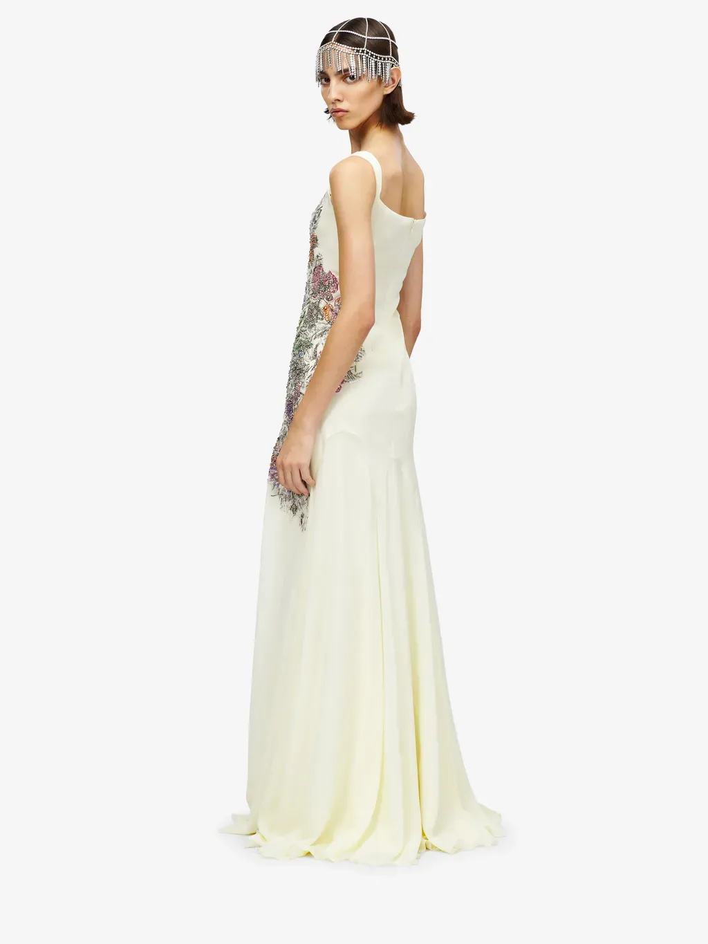 Smashed Floral Embroidery Evening Dress