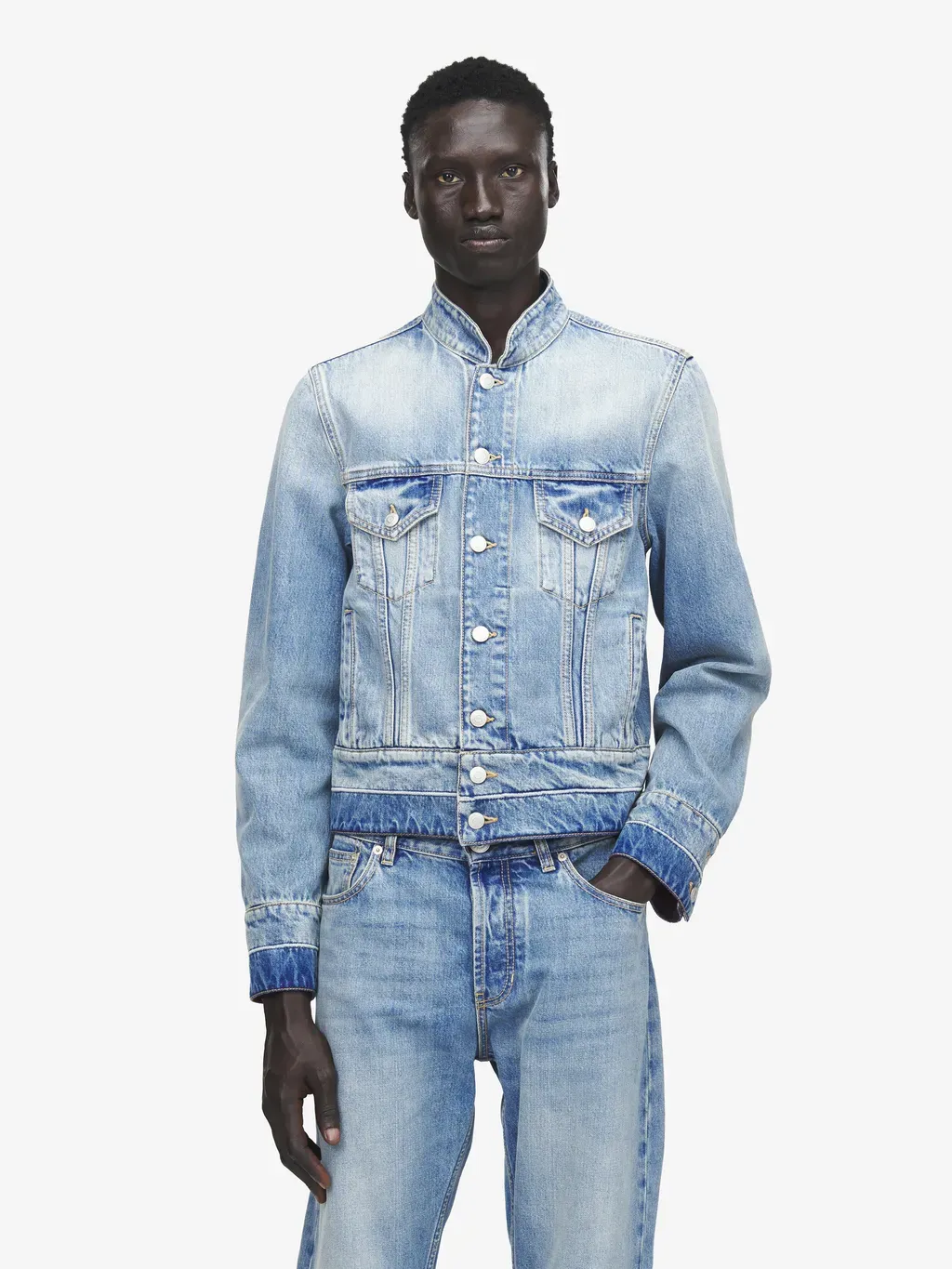 Stand Collar Denim Jacket