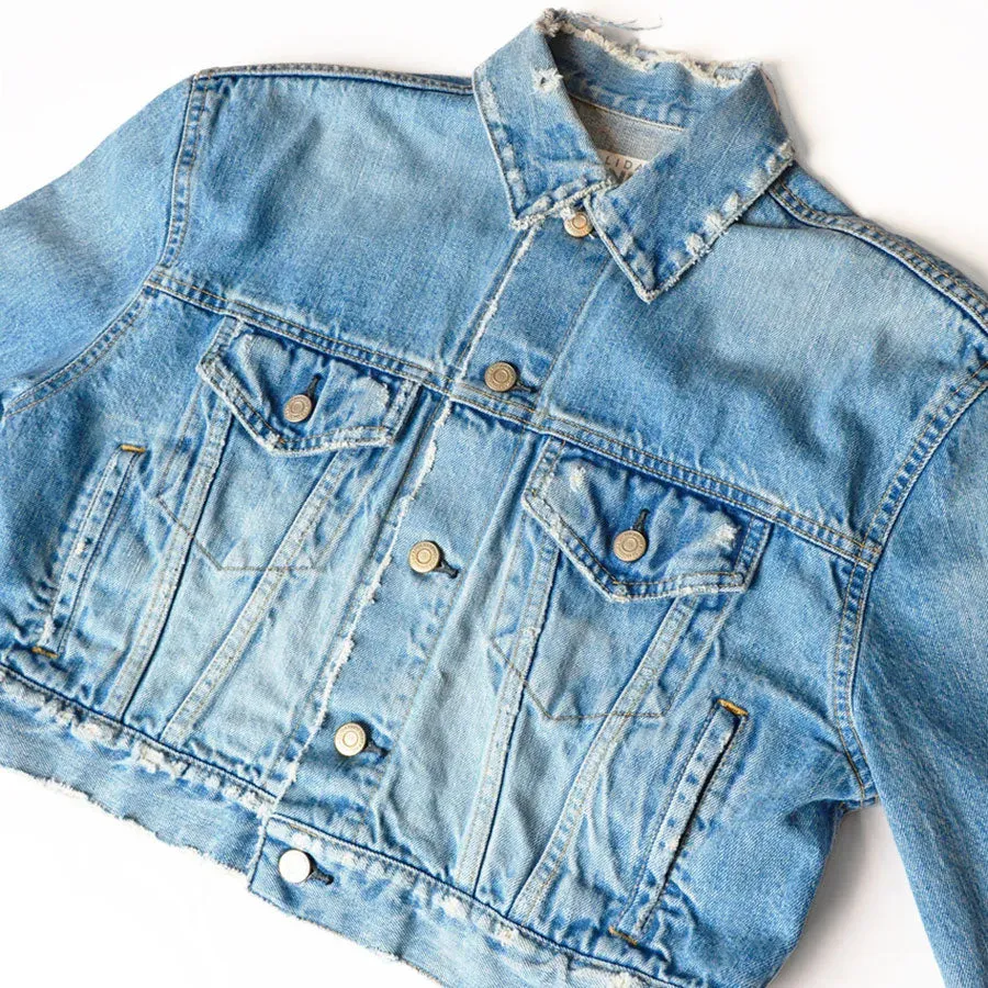 Damage Denim Padded Shoulder Jacket