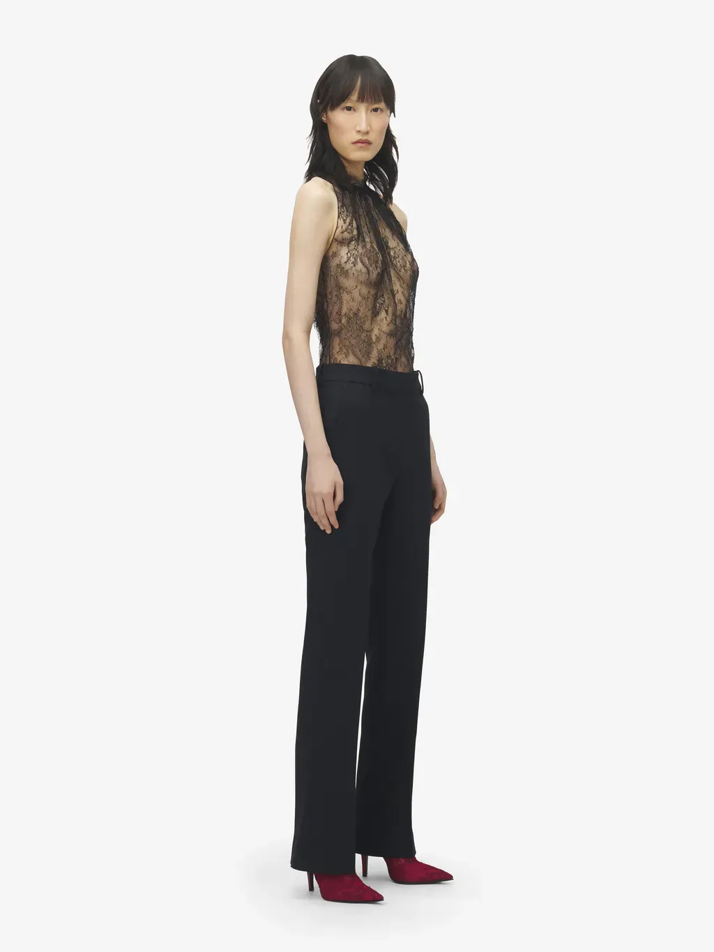 Wool Silk Tailored Trousers