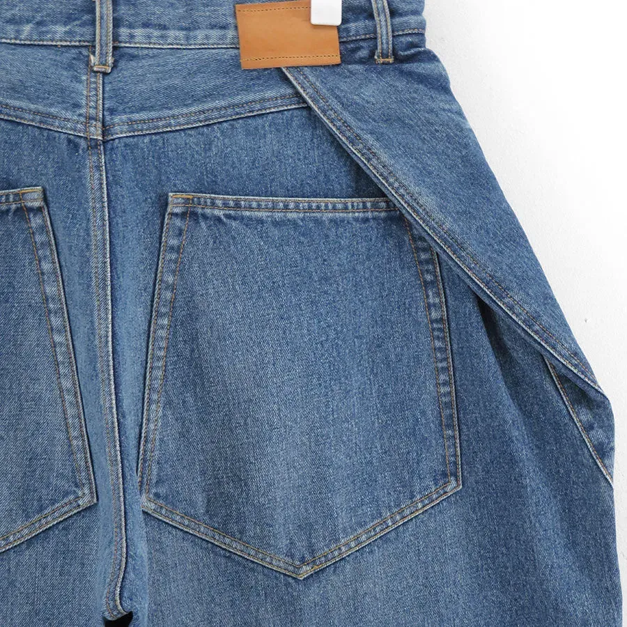 3D Cutting Half Denim Pants