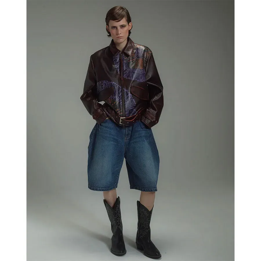 3D Cutting Half Denim Pants