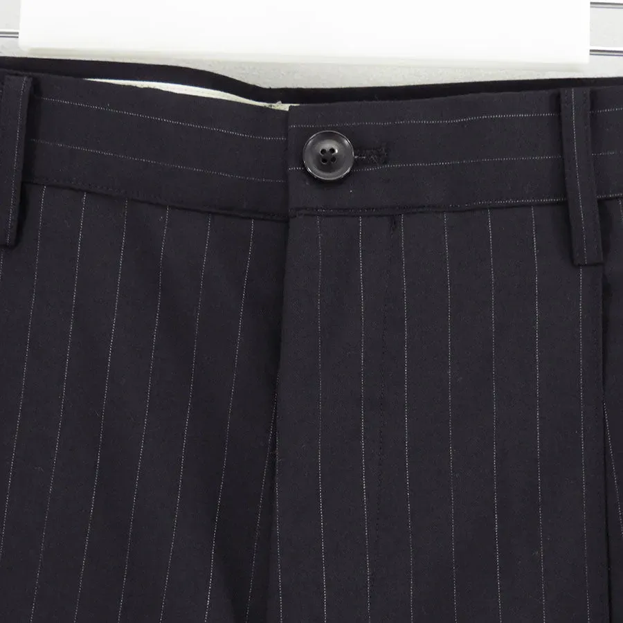 Pleated Stripe Summer Wool Pants
