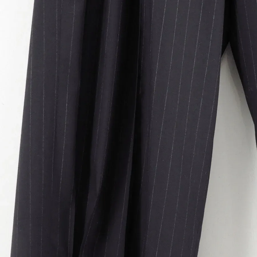 Pleated Stripe Summer Wool Pants