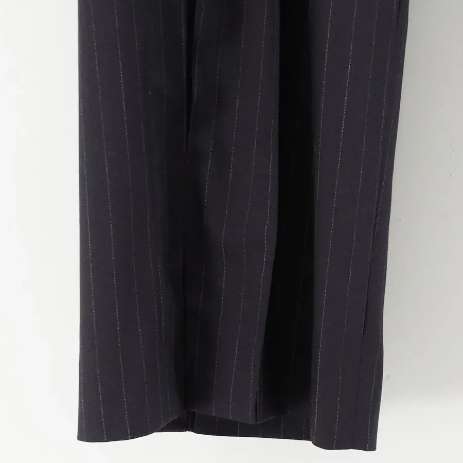 Pleated Stripe Summer Wool Pants