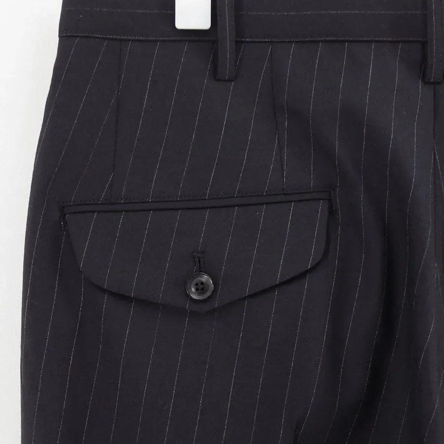 Pleated Stripe Summer Wool Pants
