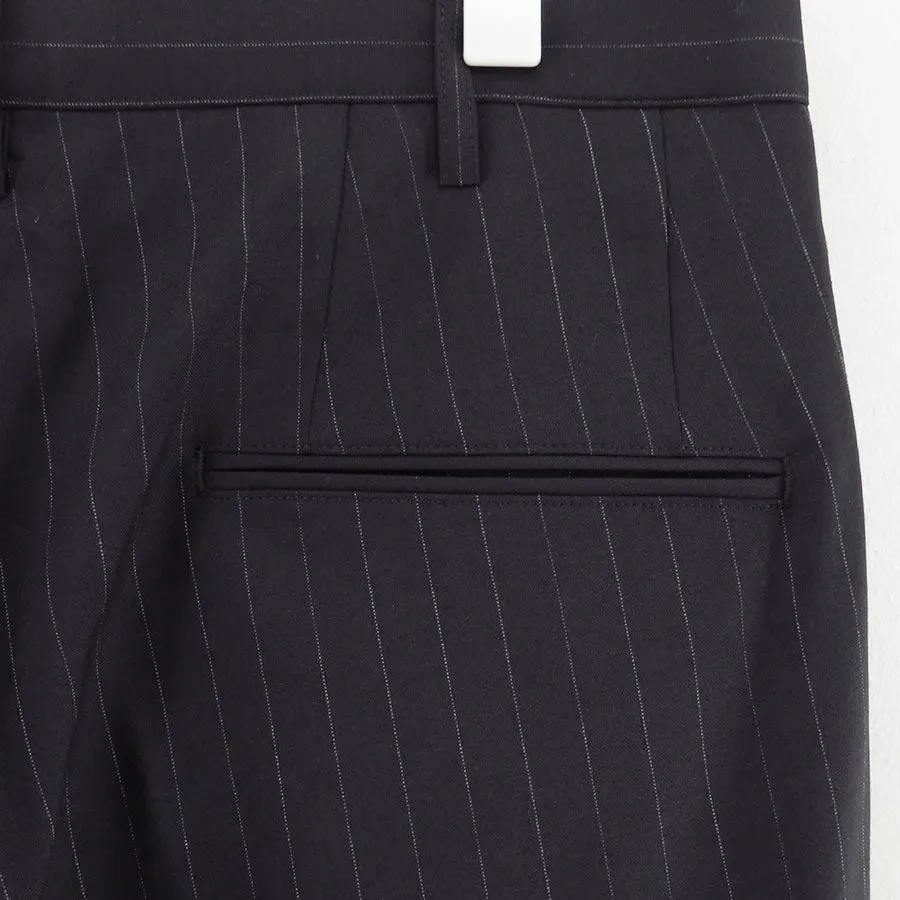 Pleated Stripe Summer Wool Pants