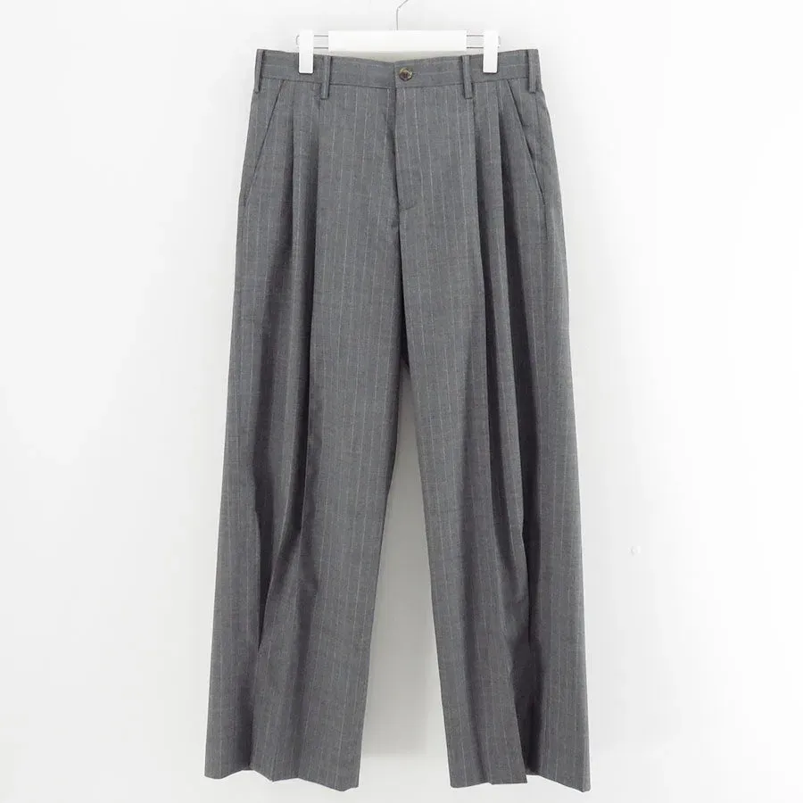 Pleated Stripe Summer Wool Pants