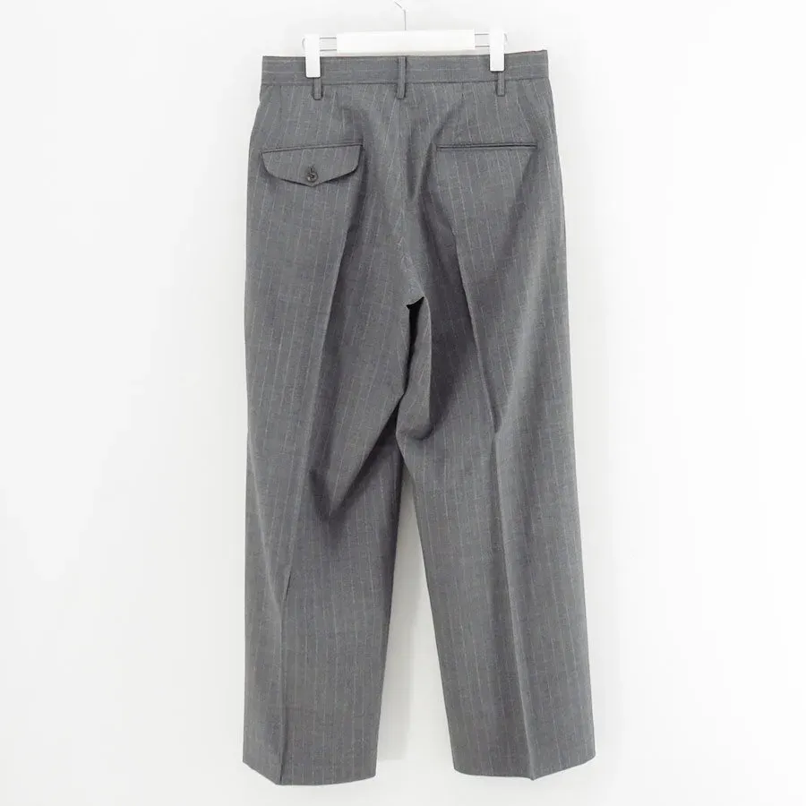 Pleated Stripe Summer Wool Pants