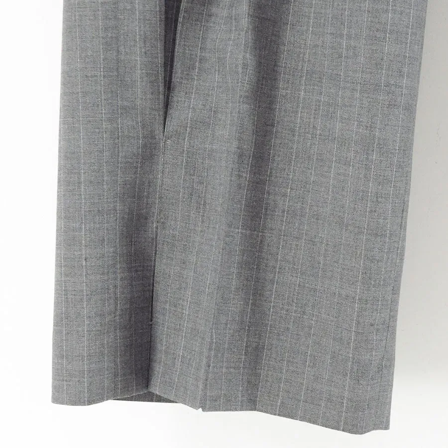 Pleated Stripe Summer Wool Pants