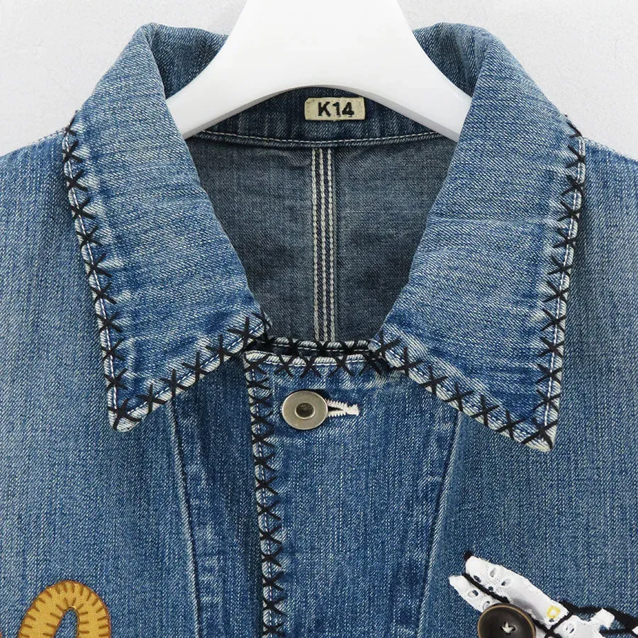 Hand-Embroidered Denim Coverall