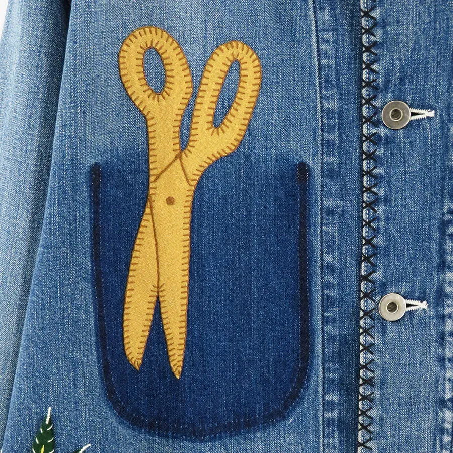 Hand-Embroidered Denim Coverall