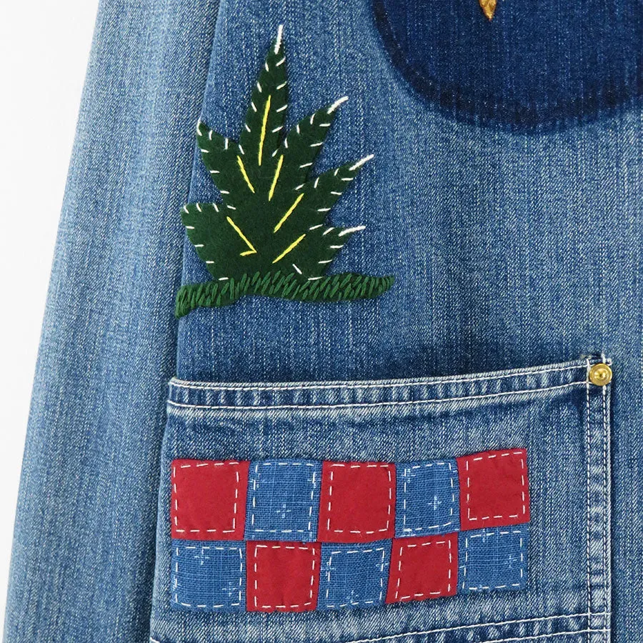 Hand-Embroidered Denim Coverall
