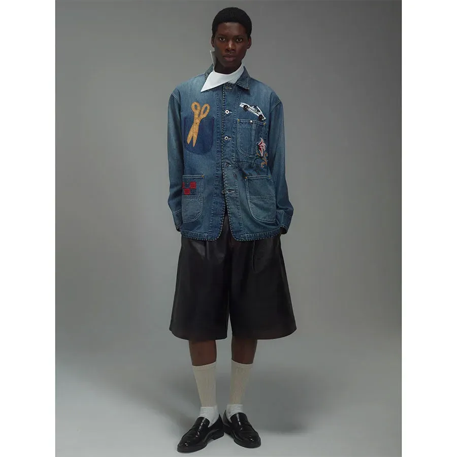 Hand-Embroidered Denim Coverall