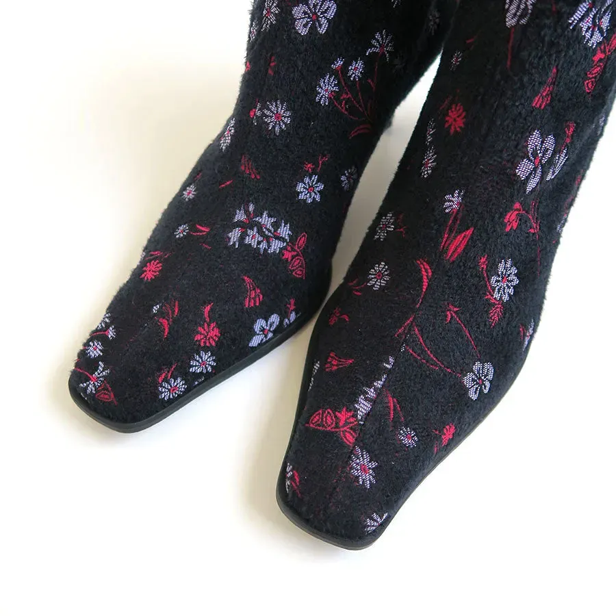 Floral Jacquard Boots