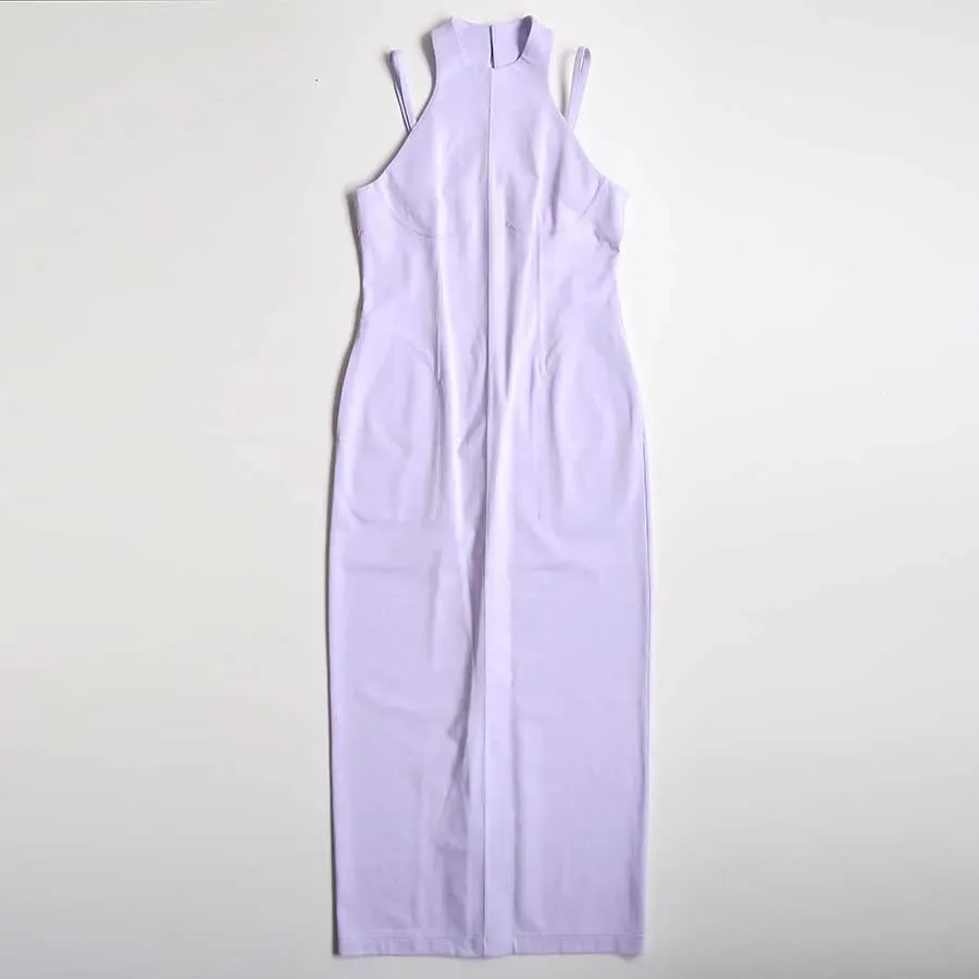 Cotton Jersey Halter Neck Dress