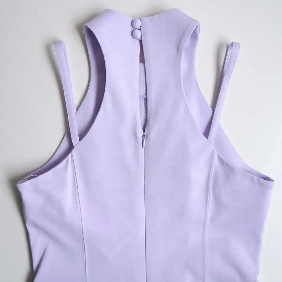 Cotton Jersey Halter Neck Dress