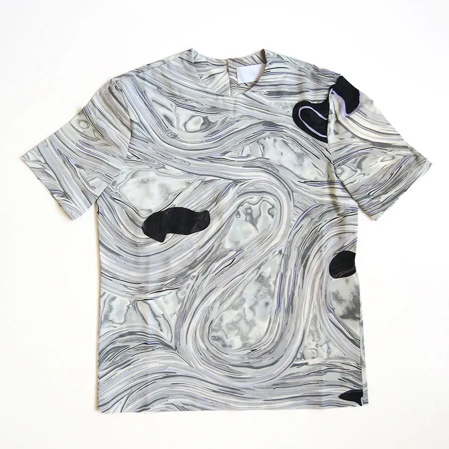 Marble Print Jersey Short Sleeve Top