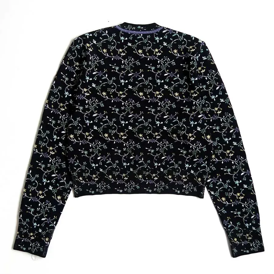 Floral Motif Glitter Knit Cardigan