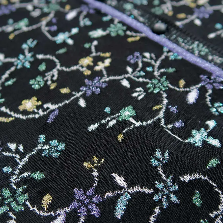 Floral Motif Glitter Knit Cardigan