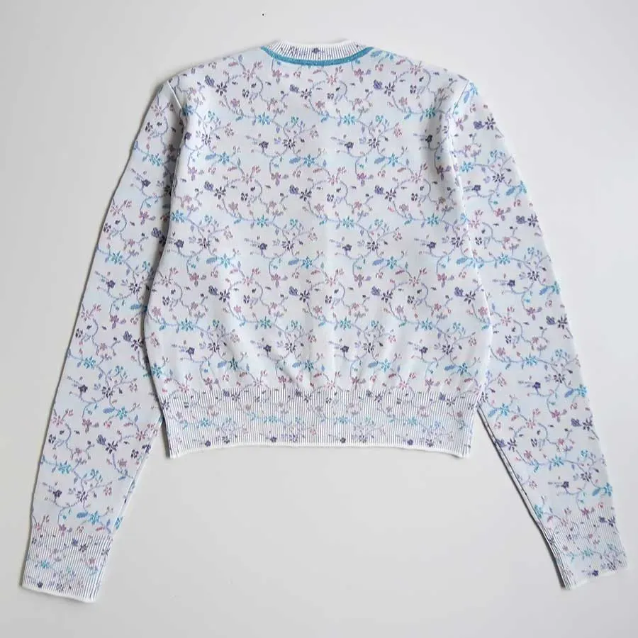 Floral Motif Glitter Knit Cardigan
