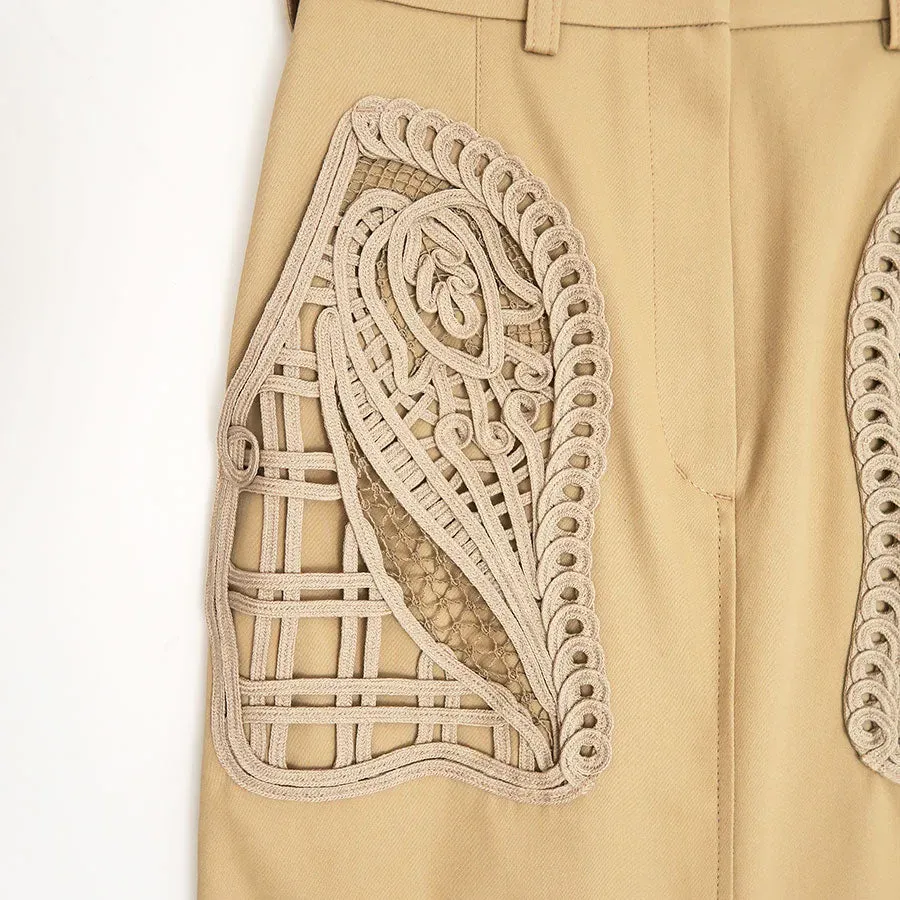 Cording Embroidery Detailed I-Line Skirt