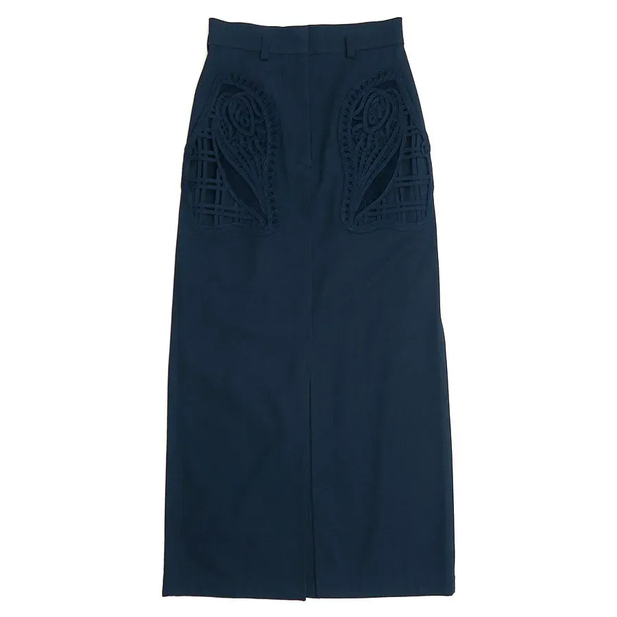 Cording Embroidery Detailed I-Line Skirt