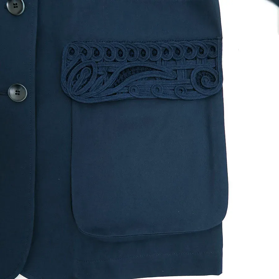 Cording Embroidery Detailed Middle Length Jacket