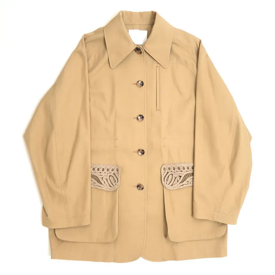 Cording Embroidery Detailed Middle Length Jacket