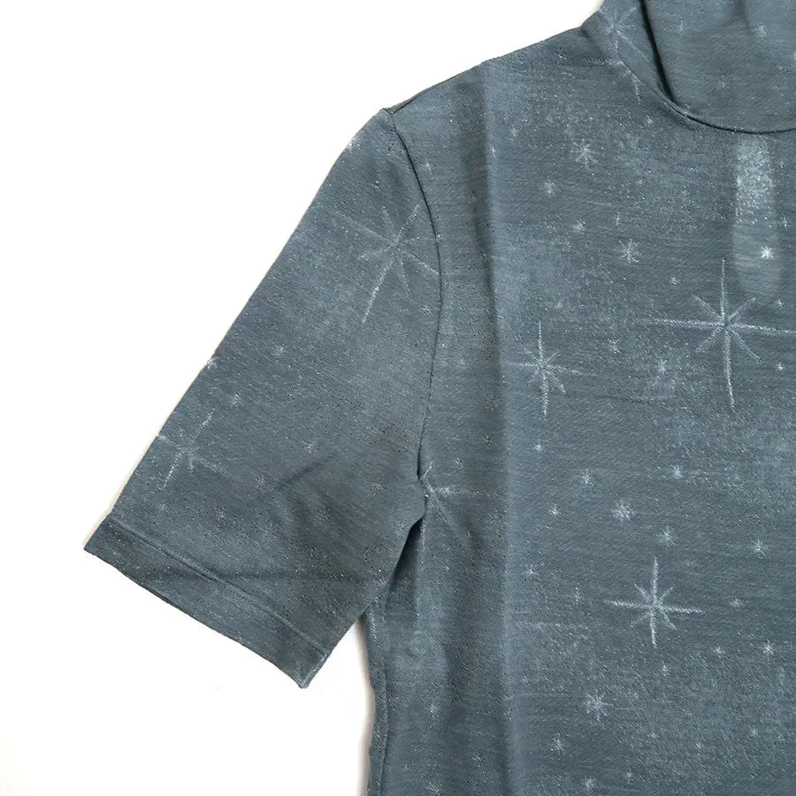 Starry Jersey Short Sleeve Sheer Top