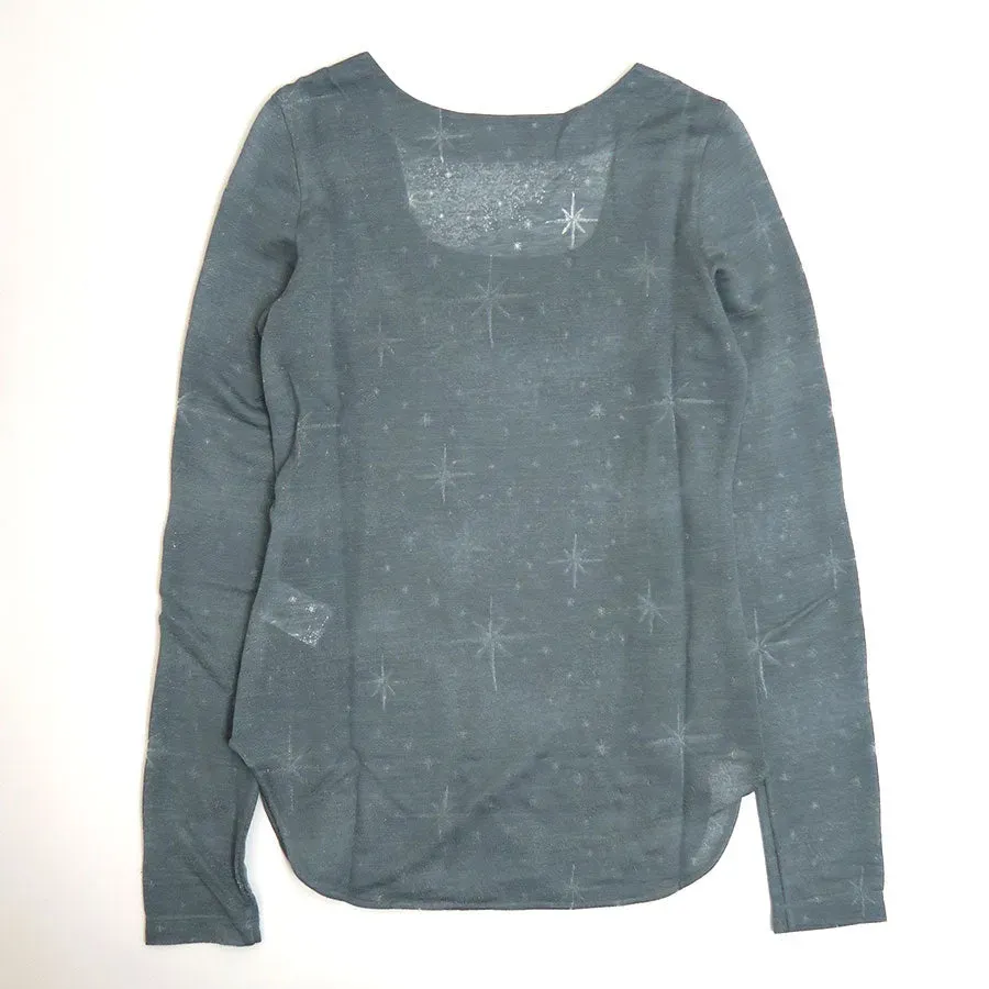 Starry Jersey Square Neck Sheer Top