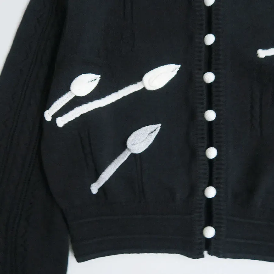 3D Floral Motif Knit Cardigan