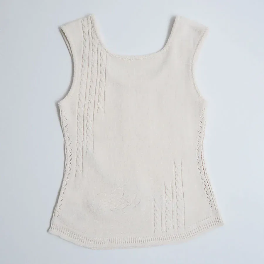 3D Floral Motif Sleeveless Knit Top