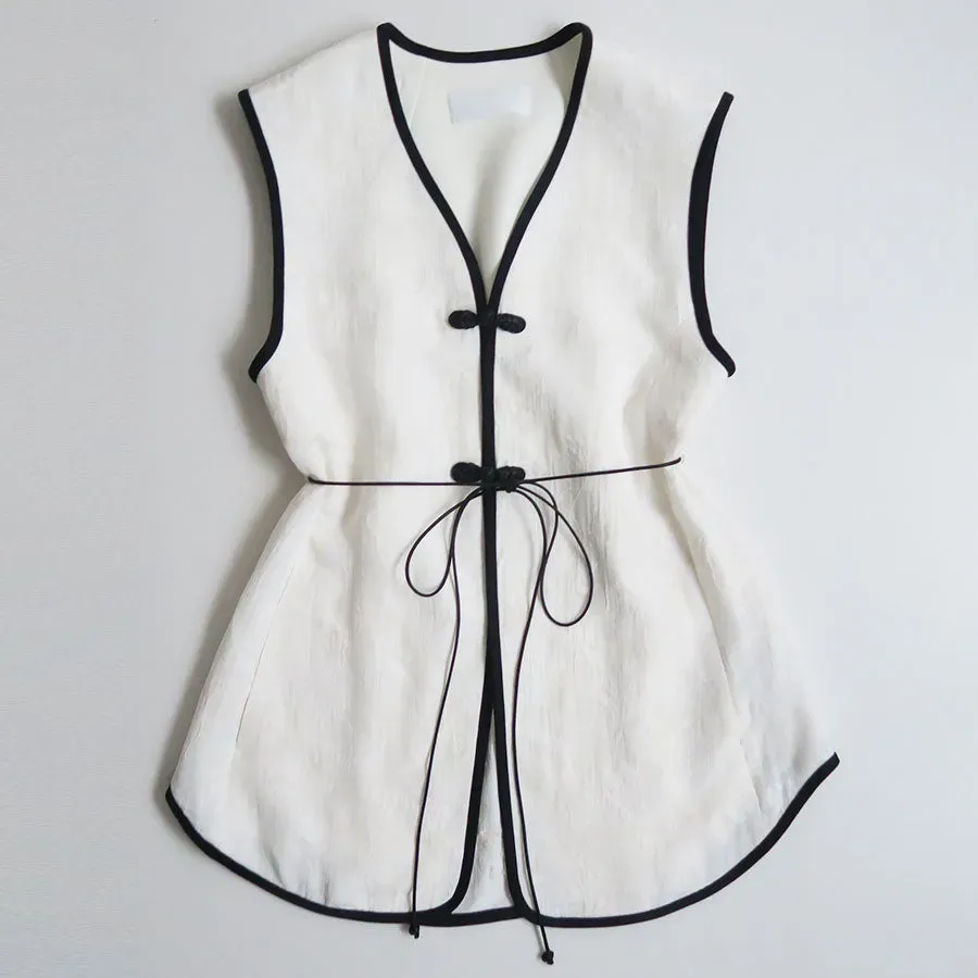 Raised Jacquard Frog Button Vest