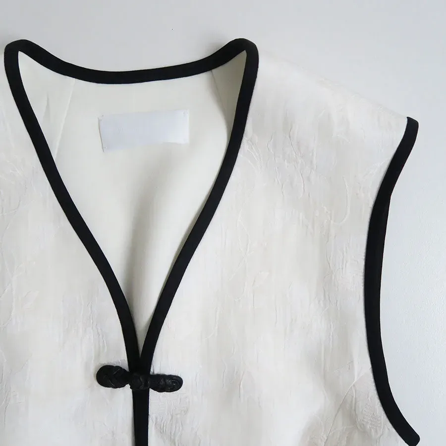 Raised Jacquard Frog Button Vest