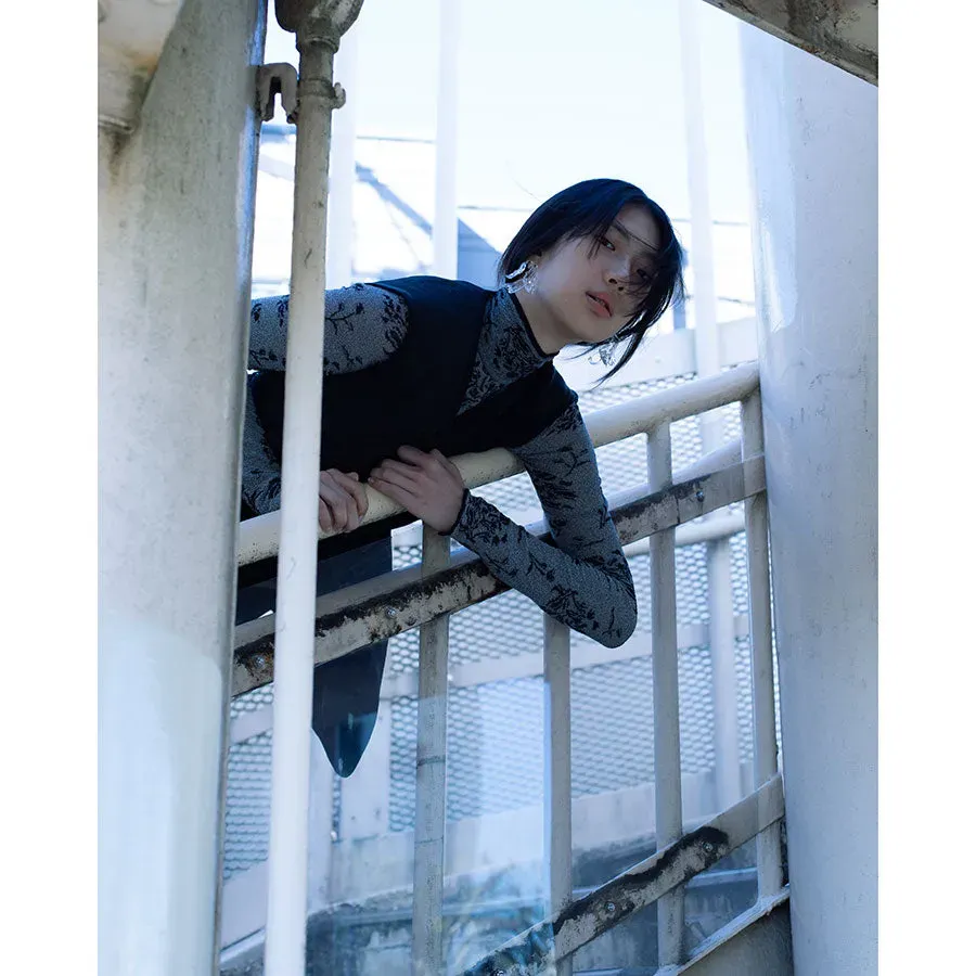 Raised Jacquard Frog Button Vest