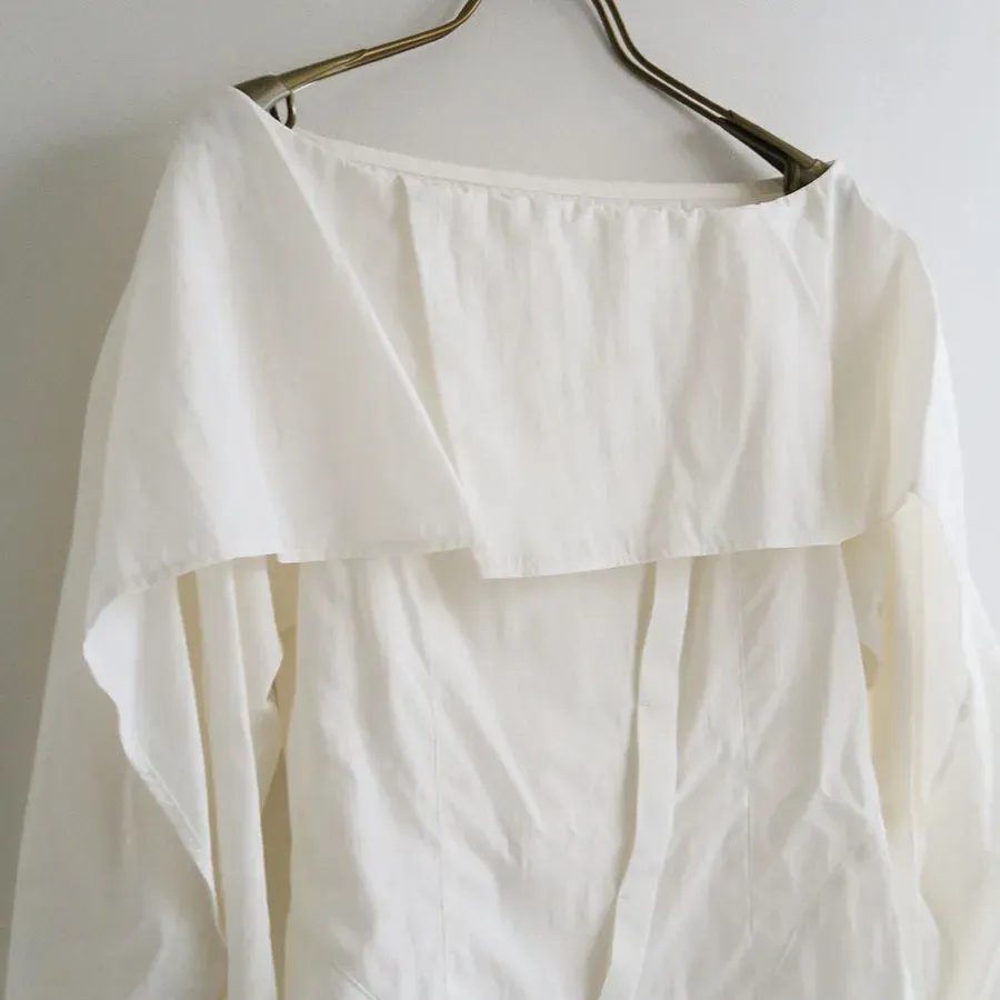 Off Shoulder Silky Poplin Shirt
