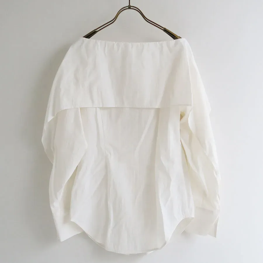 Off Shoulder Silky Poplin Shirt