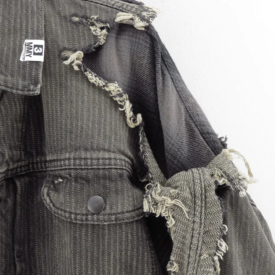 Check Shirt Layered Denim Jacket