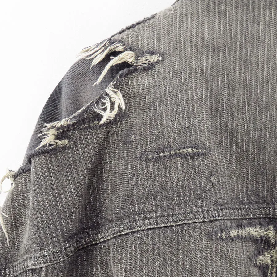 Check Shirt Layered Denim Jacket