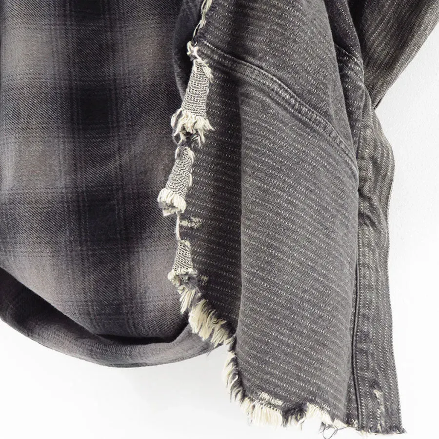 Check Shirt Layered Denim Jacket